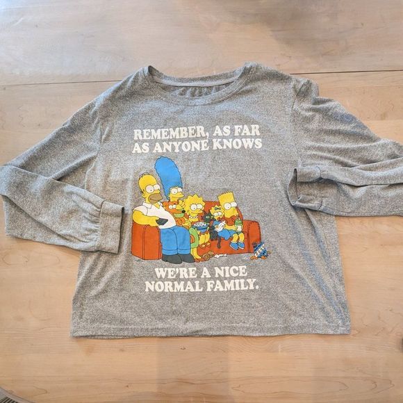 Simpsons VINTAGE long sleeve print shirt gray with funny wording Size Large - Picture 3 of 10